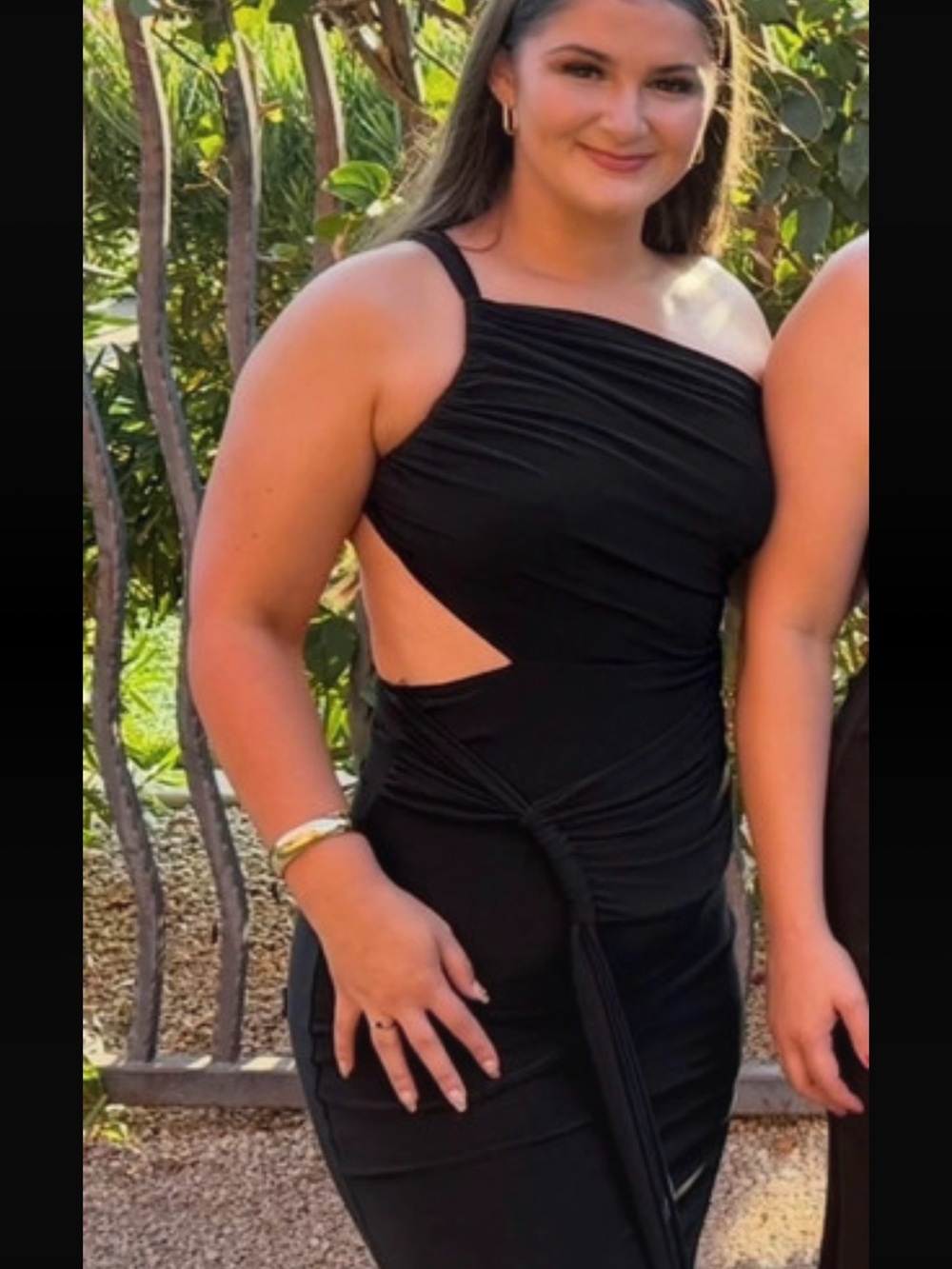 Windsor Black One-Shoulder Cutout Midi Dress